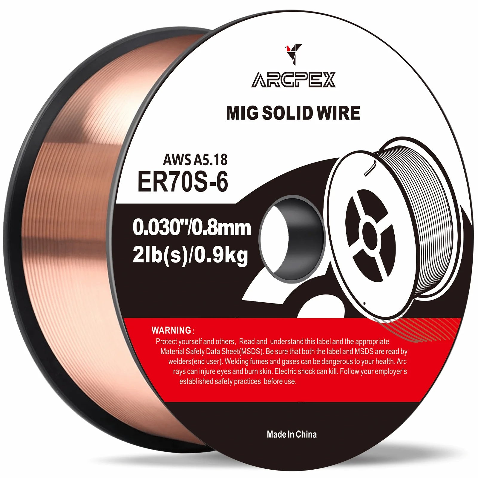ARCPEX ER70S-6 MIG Welding Wire | 0.030" & 0.035" | Gasless Self-Shielded | Carbon Steel | 2LB Spool