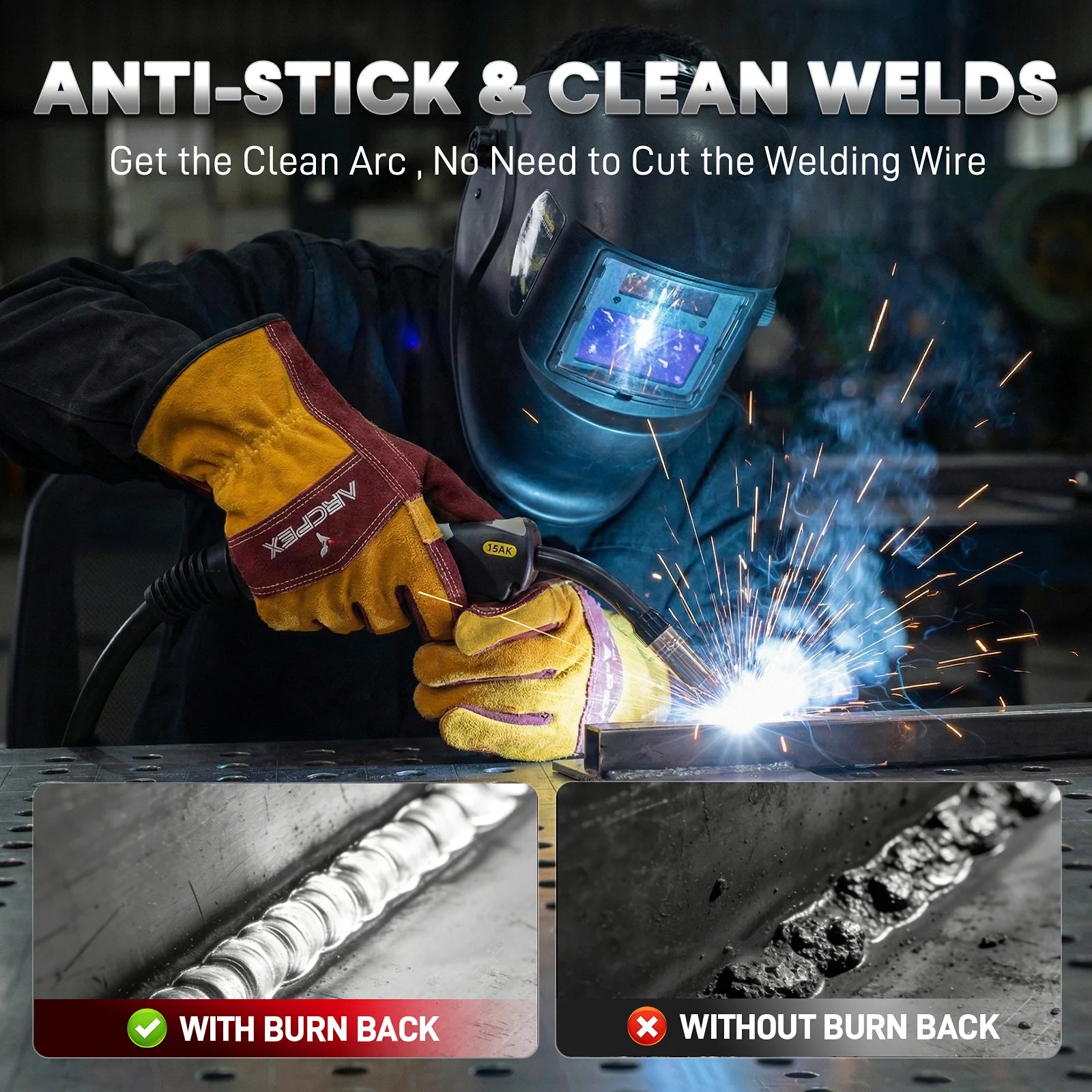 ARCPEX MIG200 Anti-Stick Clean Weld Result - No Burn Back MIG Welder