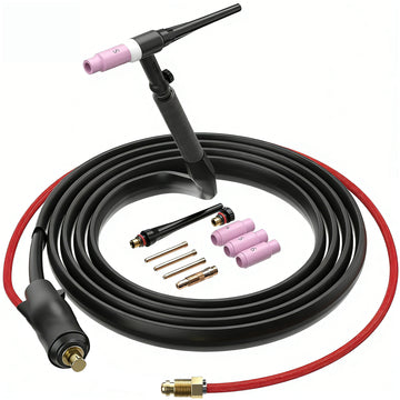 Soldering gun with cable and accessories on a white background