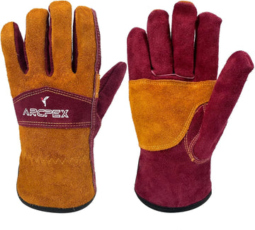 ARCPEX 9.8" Heavy-Duty Leather Welding Gloves | MIG TIG Stick | Cowhide Heat Resistant | XL Men's Work Gloves
